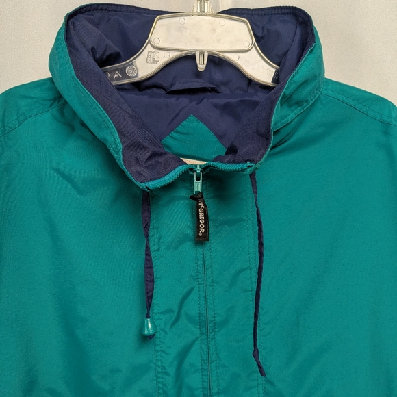 Vintage McGregor Anti-Breeze Windbreaker Jacket Blue/Teal Fold Out Hood Size 2XL - Picture 2 of 10